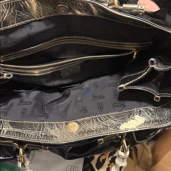 Gucci Black Coated Canvas and Leather Dialux Pop Bamboo Satchel - Picture 12 of 12